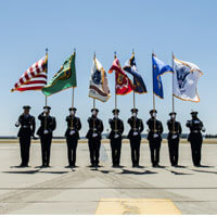 Armed forces Color gaurd with military flags